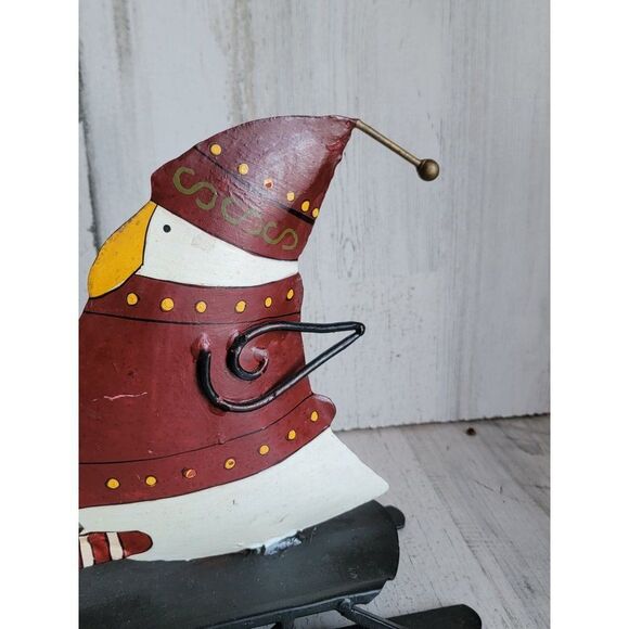 Toboggan foreside penguin rustic metal sledding home decor Xmas - Picture 7 of 10